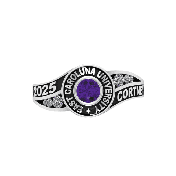 Personalized High School Class Ring, Graduation Ring for Students, College or University Jewelery, Senior Gift - Two Tone Round Birthstone Class Ring