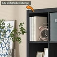 thumbnail image 5 of Bookshelf with Storage Bin, 4-Cube Storage Organizer, Modern Wood Open Bookcase, Multifunctional Display Shelf for Living Room, Bedroom, Home Office, Black, 5 of 8