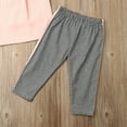 thumbnail image 3 of Toddler Kids Baby Girls Clothes Set Off Shoulder Ruffle Lace Top Bowknot Shirts Striped Plaid Pants Outfits, 3 of 4