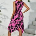 thumbnail image 4 of Leaf Printed Twisted Front Design, Irregular Hemline, Sleeveless V-Neck Women's Summer Casual Fashion Dress, Perfect For Daily Wear, Concerts, Brunches, Cocktail Parties,, 4 of 4