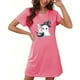 thumbnail image 1 of Camisón corto de talla grande para mujer, camisón de manga corta con estampado en el pecho, camisón corto, 1 of 4