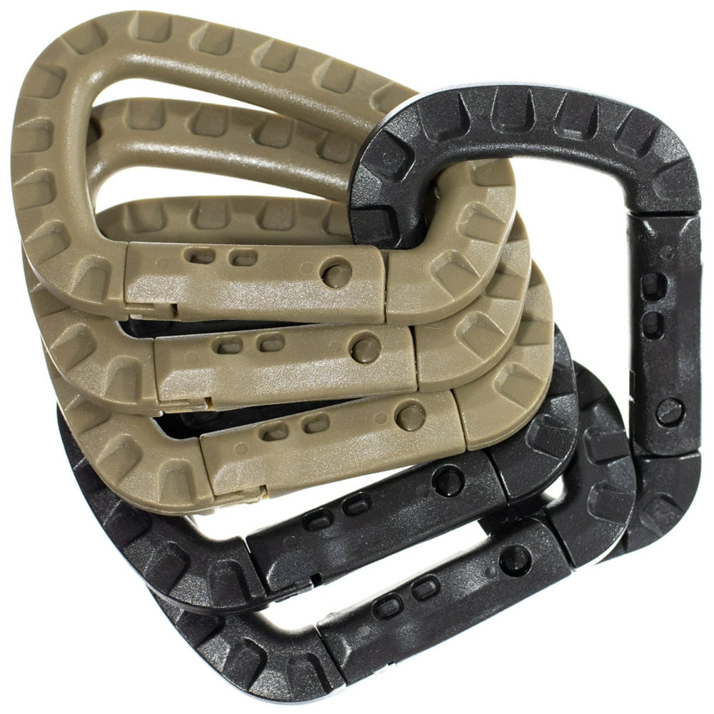 Tactical Carabiner Keychain 6 Pack Hard Polymer, Lightweight Utility