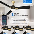 thumbnail image 6 of Dextrus Modern Ceiling Fan With Light and Remote Control & APP Control, 48 Inch 3-Blade Downrod Mount Smart Ceiling Fan - Black & Gold, 6 of 8