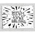 thumbnail image 1 of Enjoy the Little Things Tapestry, Vintage Style Motivation Boosting Quote with Teardrop Pattern, Wall Hanging for Bedroom Living Room Dorm Decor, 80W X 60L Inches, Black and White, by Ambesonne, 1 of 2