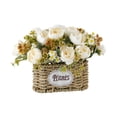 thumbnail image 3 of Flores artificiales con pieza central de canasta, elegantes y reutilizables decoración del hogar adornada para el adorno de la mesa para el dormitorio del hogar de la oficina, 3 of 8