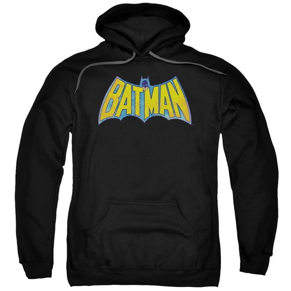 Dco/Batman Neon Distress Logo Adult Pullover Hoodie Sweatshirt Black
