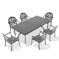 thumbnail image 3 of JERFIT 7-Piece Black Aluminum Outdoor Dining Set with Table, 6 Stackable Chairs & Brown All-Weather Cushions, 3 of 10