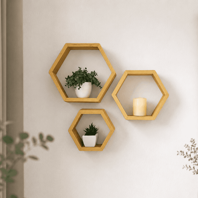 Set de 3 Repisas Flotantes Hexagonales Montessori