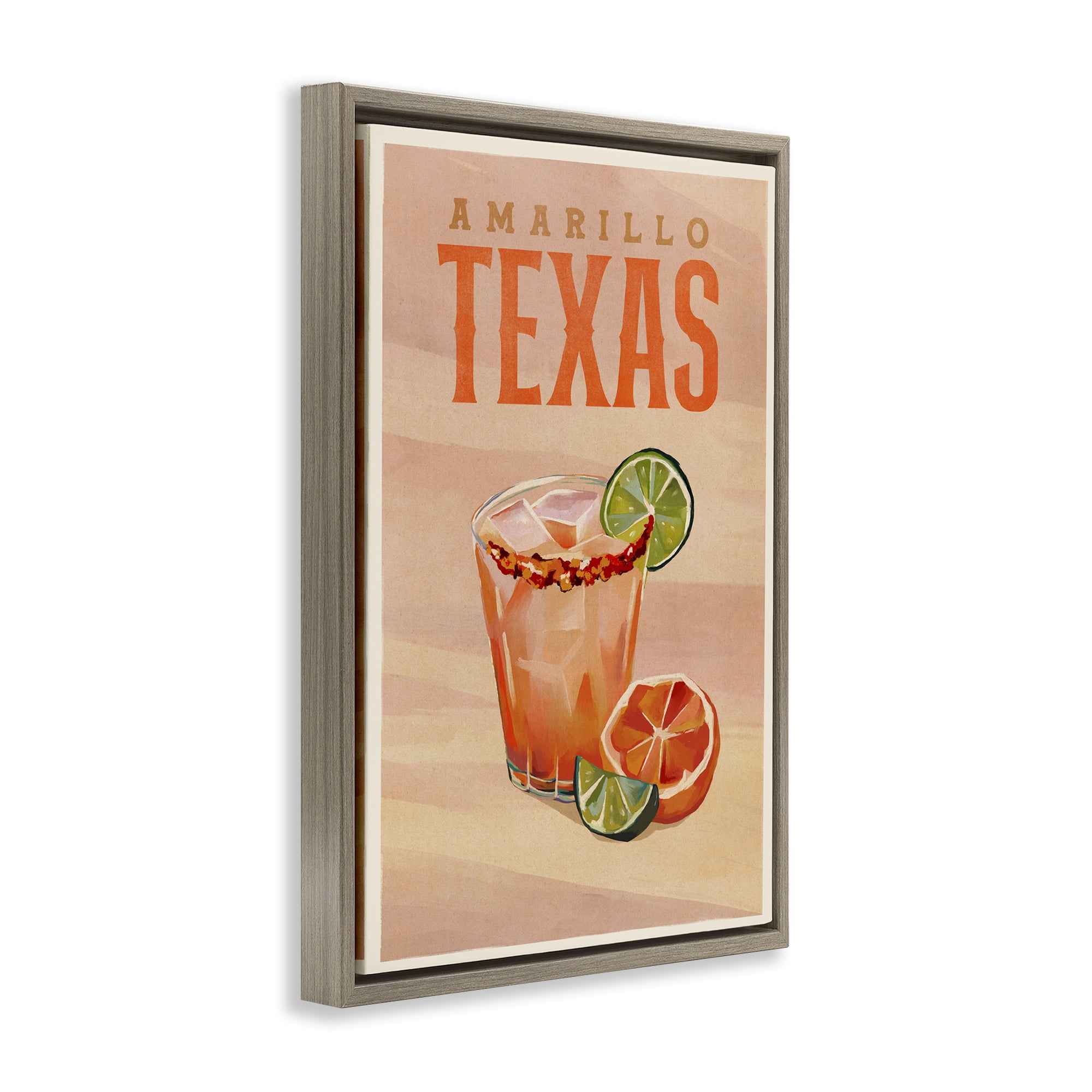 Stupell Industries Amarillo Texas Cocktail Food & Beverage Painting Brown Floater Framed Canvas Art Print Wall Art, 21 x 31