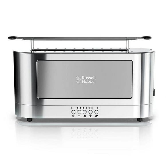Russell Hobbs 2-Slice Glass Accent Long Toaster, Silver & Stainless Steel, TRL9300GYR