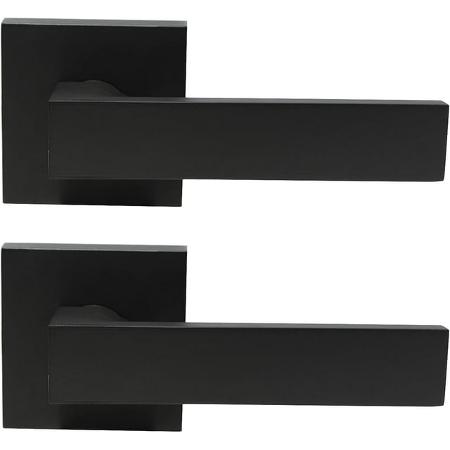 Serrures de Porte de Passage avec Rosace Carrée pour Porte Intérieure, Couloir Ou Garde-Robe, Levier de Porte Sans Clé à Fini Mat, Poignée de Porte Réversible Robuste