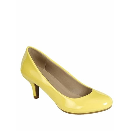 Carlos-s Women's Patent Glitter Round Toe Low Heel Pump Dress Shoes