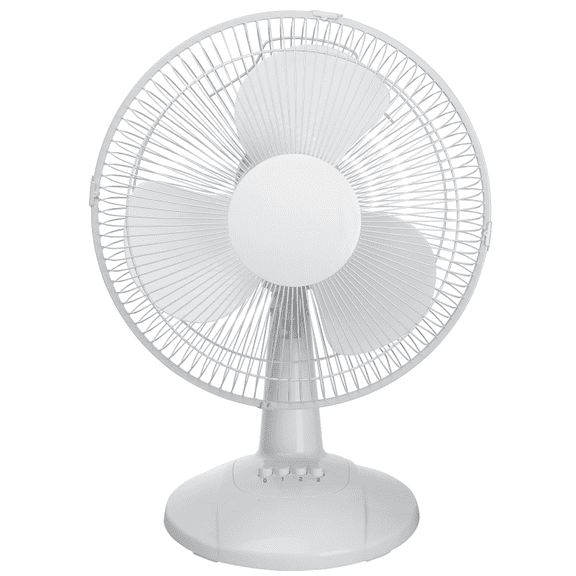 Mainstays 12-Inch White Table Fan with Adjustable Speeds and Oscillation