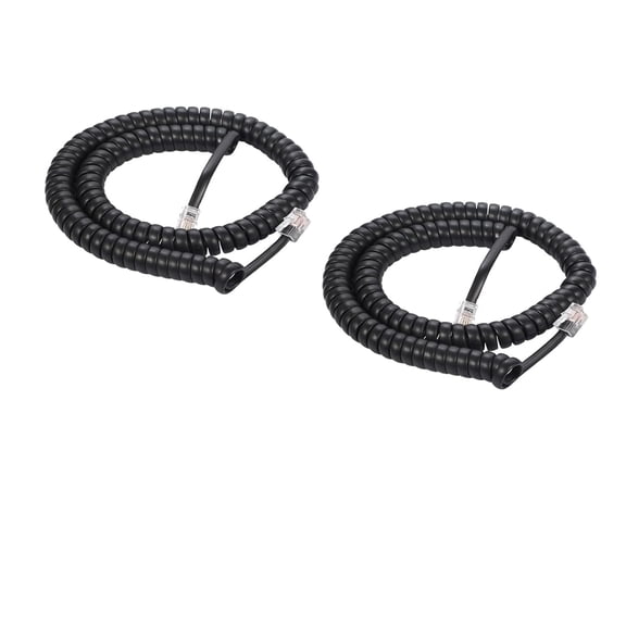 GJX Telephone Handset Detanglers Cable, Landline 8Ft Uncoiled /1.4Ft Coiled, 2 Pack, Black, Anti-Tangle Telephone Cord Untangler 360 Degree Rotating Swivel Cord