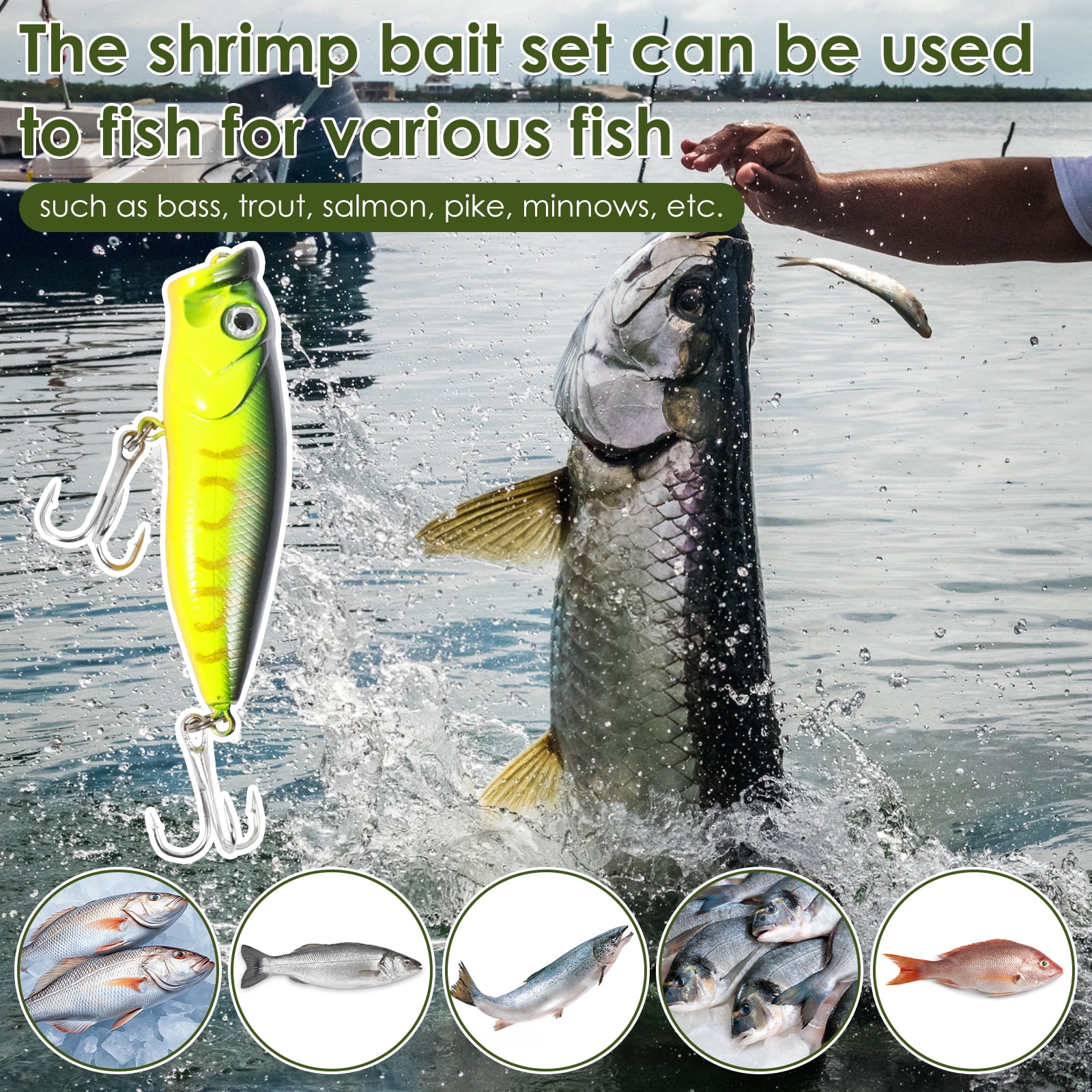Lzvxtym Fishing Lures,Fishing Lures Kit,Fishing Bait Lure Set for Saltwater Freshwater,with Tackle Box,164Pcs