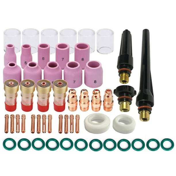 Twisted panel Frosty 53Pcs TIG Welding Torch Stubby Gas Lens 10 Pyrex Glass Cup Kit - Walmart.com