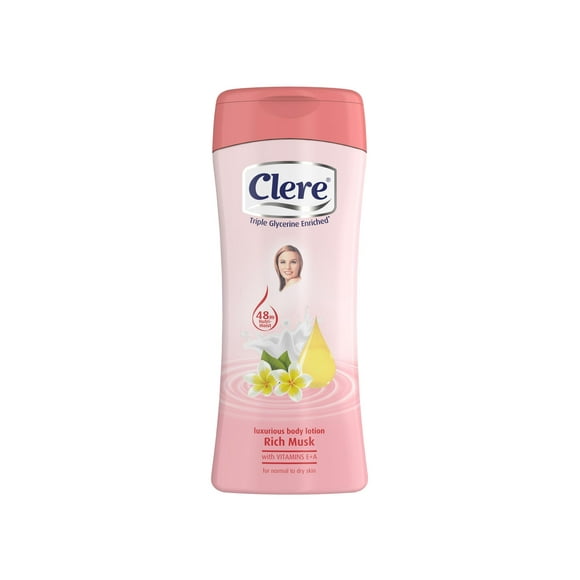 CLERE Loción para manos y cuerpo Lujoso almizcle rico con glicerina y vitamina E y A 400 ml (paquete de 1)