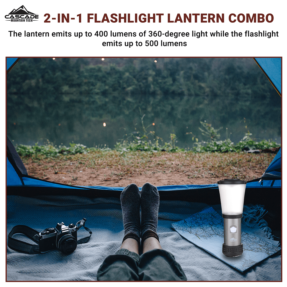 Cascade Mountain Tech Convertible Lantern & Flashlight 3 Pack, Water Resistant, 500 Lumens – Gray, 6oz