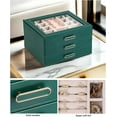 thumbnail image 2 of 3 Layer Jewelry Organizer Box with Glass Lids & 3 Drawers - Elegant Storage Solution for Necklace, Rings，Earrings, and Bracelets - Perfect for Women ASK-301 (Green), 2 of 15