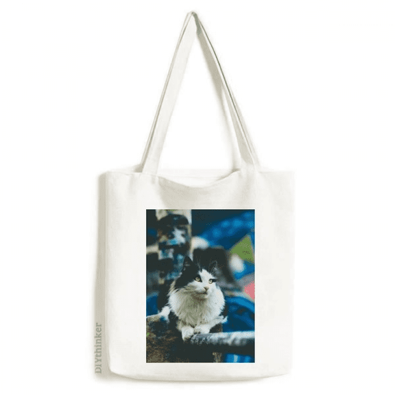 animal lazy cat photograph tote canvas bag shopping satchel casual handbag