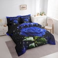 thumbnail image 3 of Homewish Romantic Valentine'S Day 7 Pieces Bedding Comforter Set,Country Floral Rose Full Bedding Set,Dreamy Blue Black Fitted Sheet Flat Sheet For Adult,Super Cozy Room Decor Reversible, 3 of 8