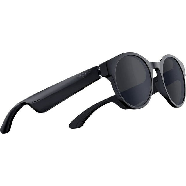 Razer - Anzu Smart Glasses Rectangle Frame Bundle with Blue Light Filter and Polarized Lenses | Large (Circle Glass)