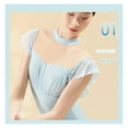 thumbnail image 5 of Women Ballet Leotards Sleeve Dance Leotard Stand Collar Pleated Mesh Splice Gymnastics Leotard Women Ballet Bodysuit, 5 of 12