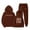 Coffee, variant on WOYY Toddler Girls -Lined Letter Hoodie Sweatpants Set Kids Tracksuit, Sizes 2-3T