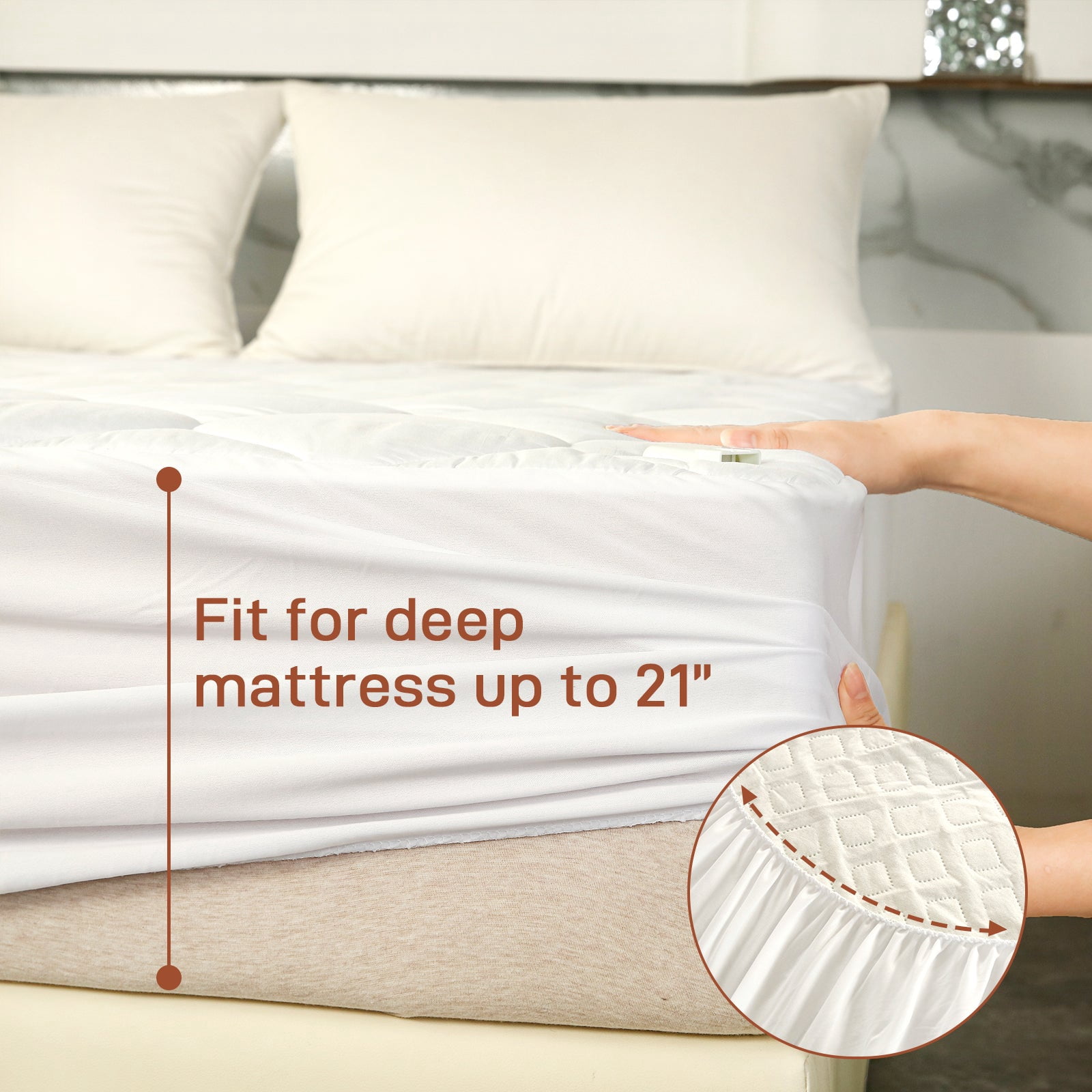 SOHTOPHO Heated Mattress Pad Calking, Heated Blanket, White, 72" X 84", Electric Mattress Pads, Heated Mattress, Bed Warmer, Bed Heater, Electric Blanket, Heated Mattress Cover, Heated Pad for Bed
