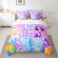thumbnail image 2 of jejeloiu Mermaid Personalized Theme 7-Piece Bedding Comforter Set,First Letter E King Bedding Sets For Sealife Lover Reversible, 2 of 8