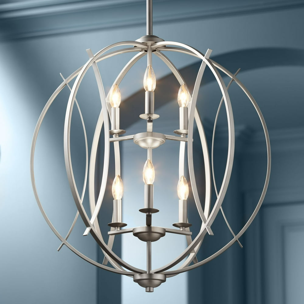 Possini Euro Design Brushed Nickel Orb Pendant Chandelier 24" Wide