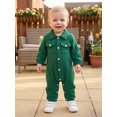 thumbnail image 5 of RUINIXCW Infant Baby Boy Spring Fall Clothes 1 3 6 9 12 18 Months Textured Romper One Piece Outfit Long Sleeve Button Down Collar Jumpsuit with Chest Pockets, 5 of 9