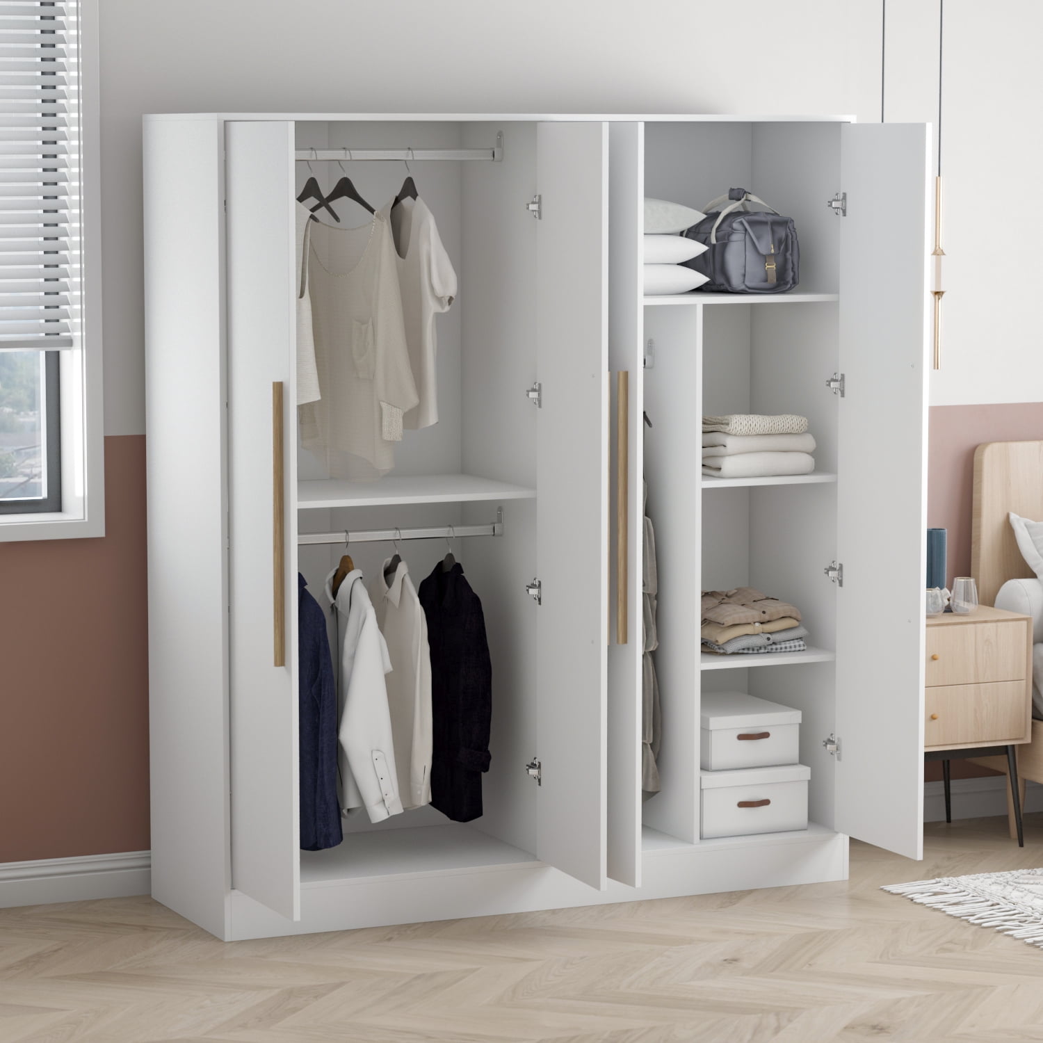 FUFU&GAGA Large Wardrobe Closet, 4Door Armoire Storage with