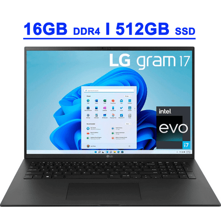 LG Gram 17 Premium Lightweight Business Laptop 17" WQXGA 2560x1600 IPS (DCI-P3 99%) 13th Gen Intel 12-Core i7-1360P 16GB DDR4 512GB SSD Backlit Thunderbolt4 USB4 Long Battery Life Win11 Black