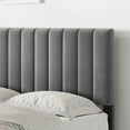 thumbnail image 4 of Danolapsi Queen Size Velvet Bed Frame,Upholstered Platform Bed with Adjustable High Headboard,Vertical Channel Tufted Headboard,Strong Wooden Slats,No Box Spring Needed,Easy Assembly,Grey, 4 of 9