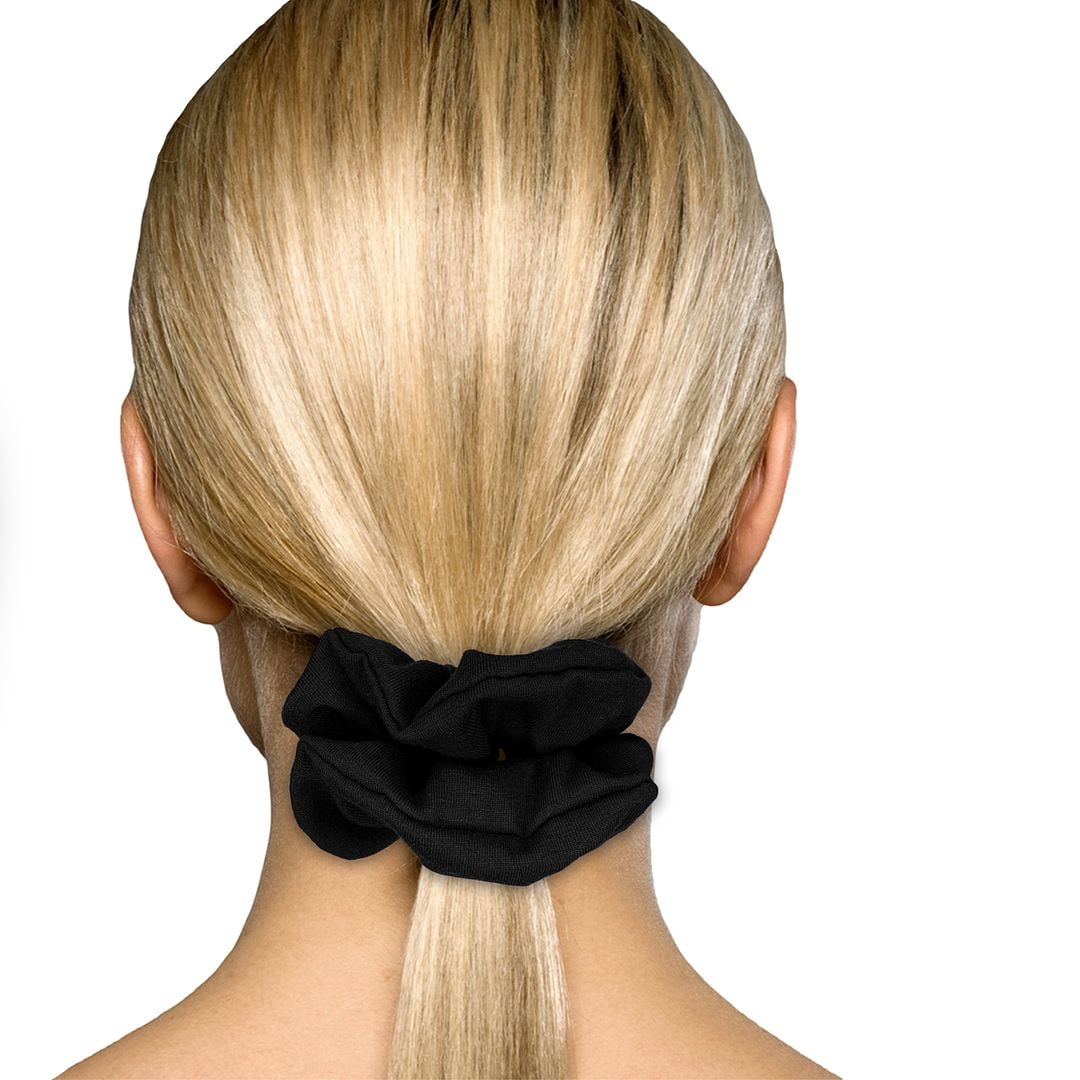 Scrunchies Cotton Knit Standard Size 3-Pack Ponytail Holder Made in USA Scrunchie King Black
