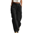 thumbnail image 2 of Elvqul Cargo Pants for Women with Multi Pockets, High Waisted Straight Leg Pants Elastic Waist Button Zip Quick Dry Casual Baggy Relaxed Fit Athletic Pants for Hiking Climbing, 2 of 7