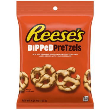 REESE'S DIPPED PRETZELS Peanut Butter Snack, 4.25 oz.,( Singles)