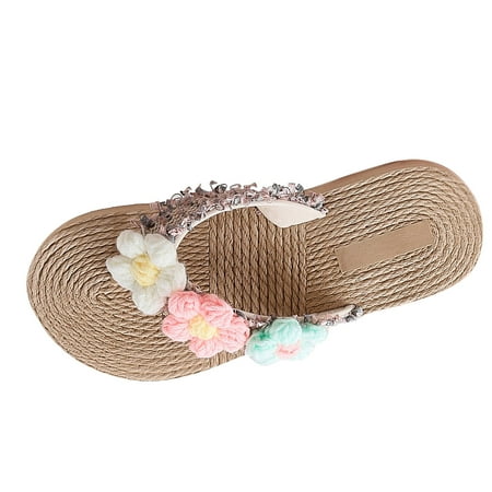 

Sandals Women Slippers Thick Soled Wedge Heel Colorful Flower Flip Flops Light and Comfy Shoes