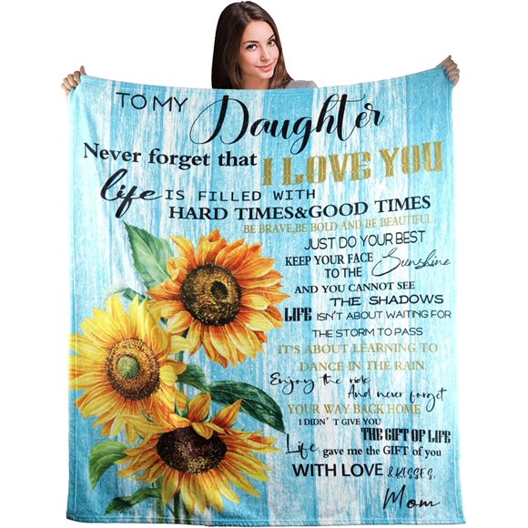 Couverture pour Fille de la Part de Maman Cadeaux pour Fille, à Ma Fille Couverture Cadeaux d'Anniversaire pour Fille, Cadeau Doux et Chaud pour Fille de la Part de Maman Couverture pour Lit Canapé Voyage 50"x60 Pouces