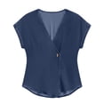 thumbnail image 6 of APEXFWDT Women's Denim Vest V Neck One Button Cap Sleeve Casual Summer Jean Top,L,Dark Blue, 6 of 6