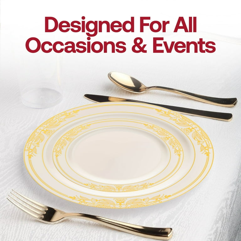 Ivory and gold plastic plates discount