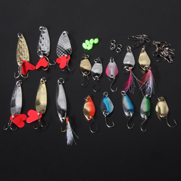 Cebo De Pesca 37 Uds. Kits de señuelos de pesca con cuchara de Metal que giran con aparejos de caja