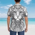 thumbnail image 4 of Pofeuu Intricate Cat Mandala Print Hawaiian Shirt for Men Sleeves Casual Button Down Summer Beach Dress Shirts T-Shirts,, 4 of 7
