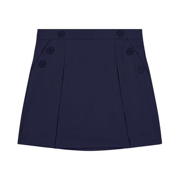 Falda Nautica para Niñas Pequeñas, Talla 5, Popelina Elástica Azul Marino
