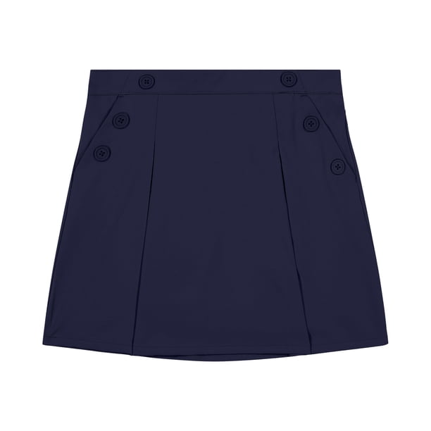 Falda Nautica para Niñas Pequeñas, Talla 5, Popelina Elástica Azul Marino