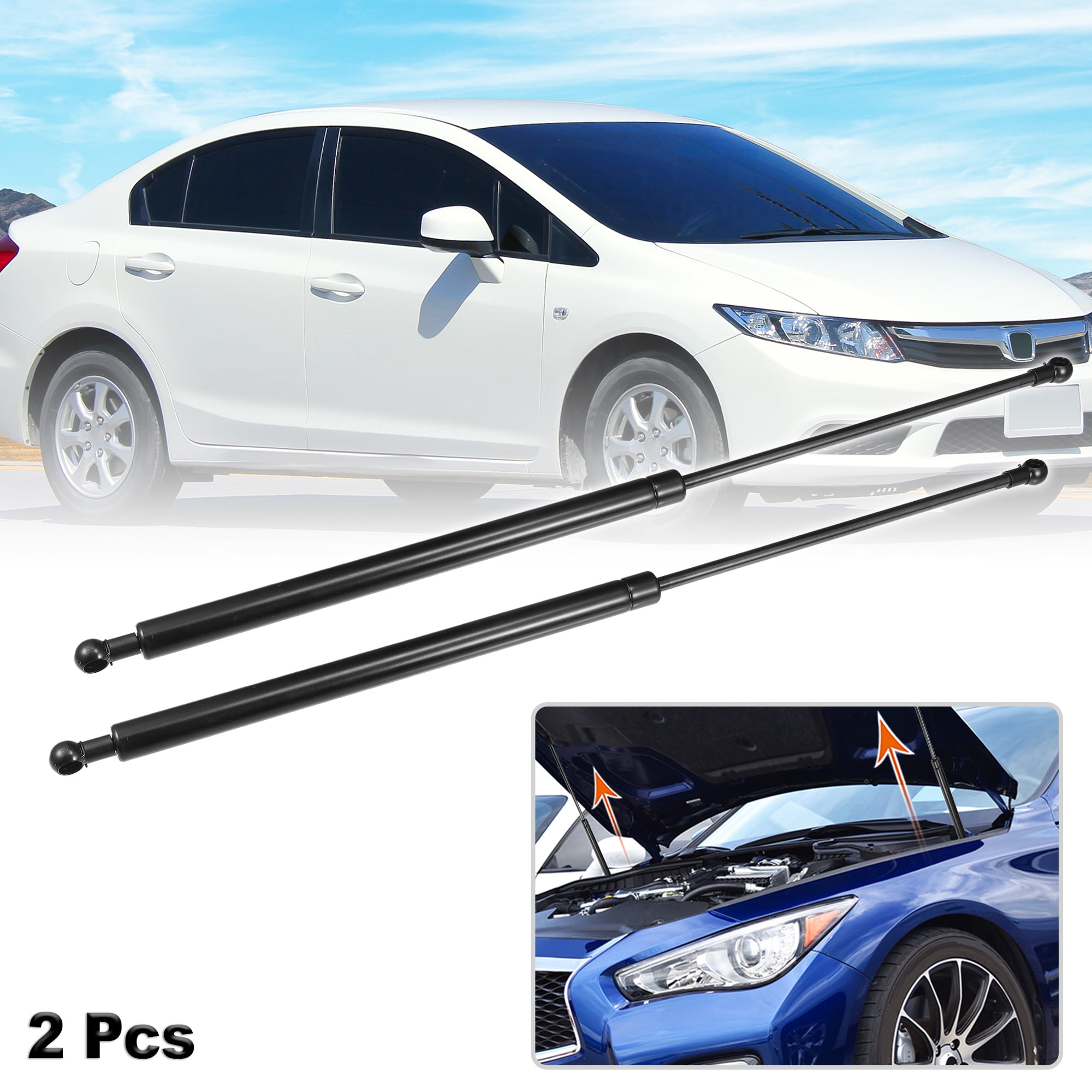 Unique Bargains 2Pcs Front Hood Lift Supports for Honda CIVIC 2011-2016 Black
