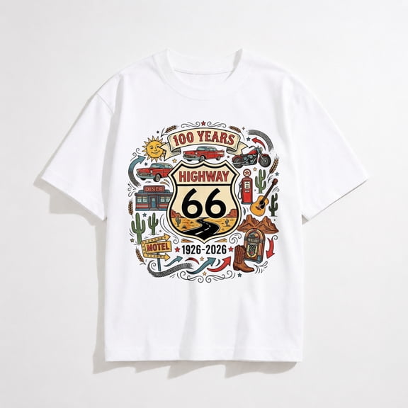 Highway 66 100 Years Centennial 1926-2026 Road Trip Vintage T-Shirt
