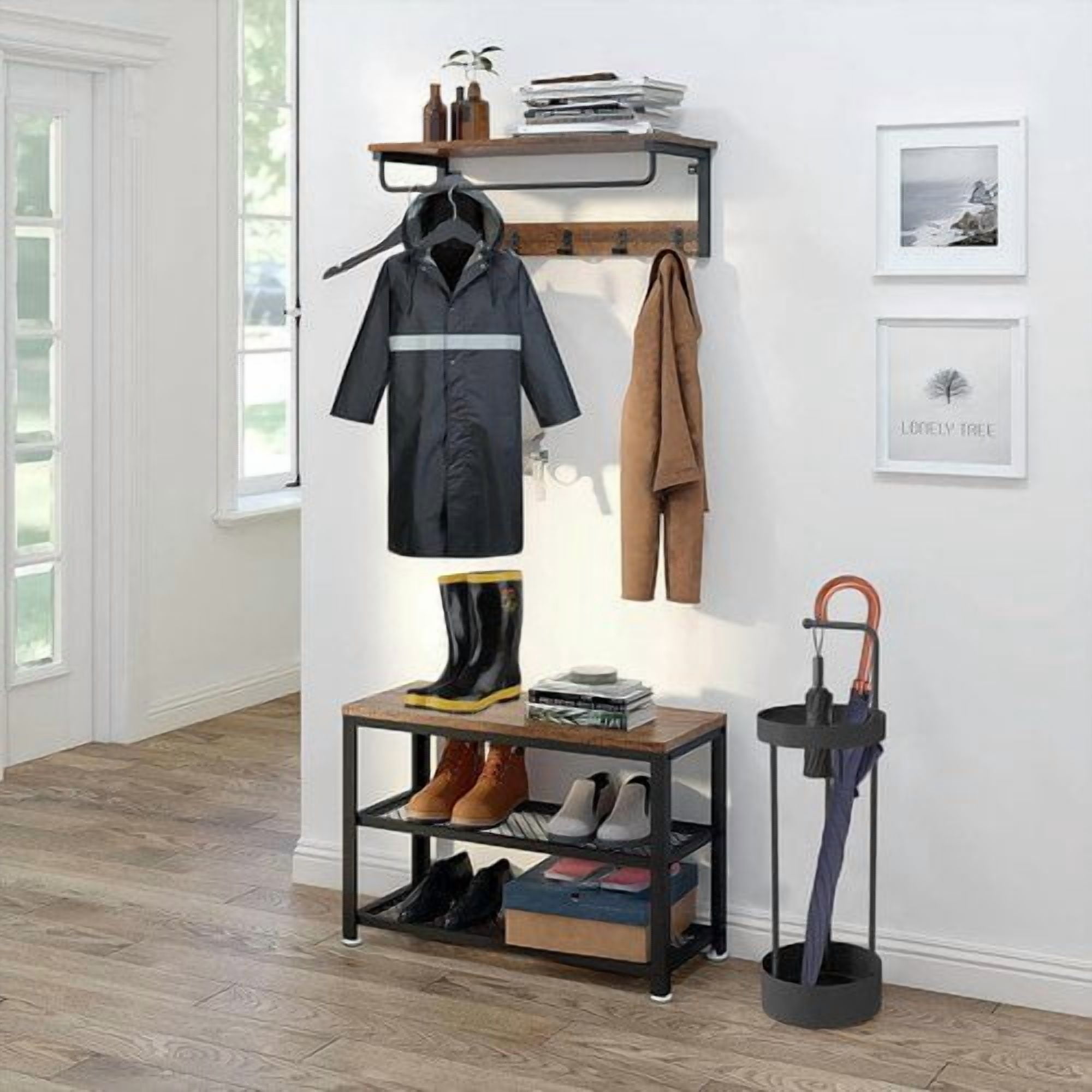 ShadeMart Metal Umbrella Stand, Industrial Free-Standing Organizer with Reinforced Base for Entryway and Hallway