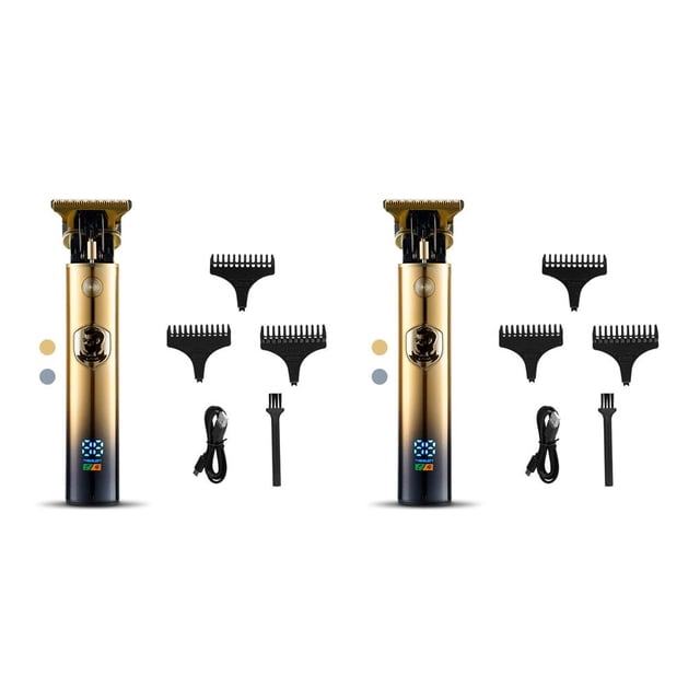 Seitruly Cortadora de pelo eléctrica con carga USB, recortadora ajustable profesional, pantalla Digital, afeitadora de peluquero para el hogar, Oro 2piezas Seitruly CBP277029